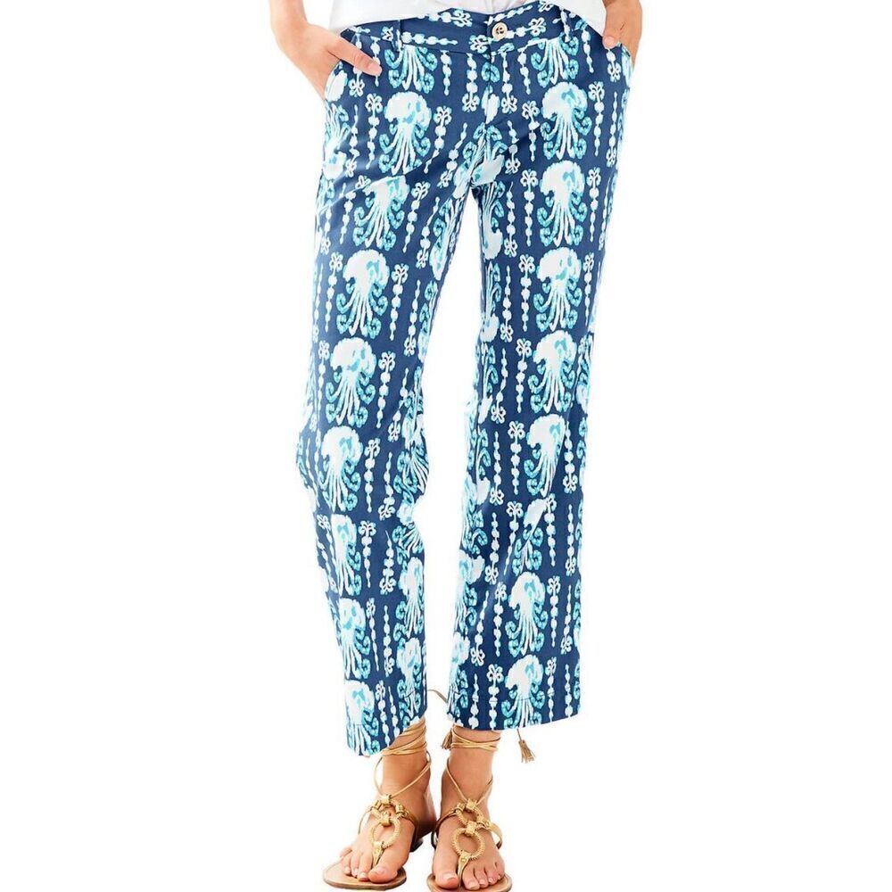 Lilly Pulitzer Cocoanut walk crop indigo ikat pant size 0
